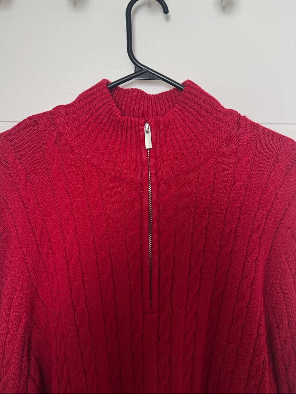 Women's Cable-Knit Half-Zip Sweater - Red